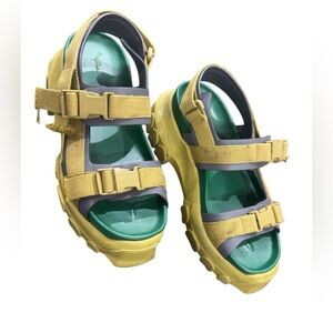 Rick Owens tractor sandals green/yellow Sz.37